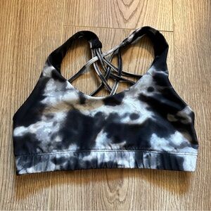 Mossimo Supply Co. Black and Gray Tie-Dye Crossover Strappy Sports Bra Size XS
